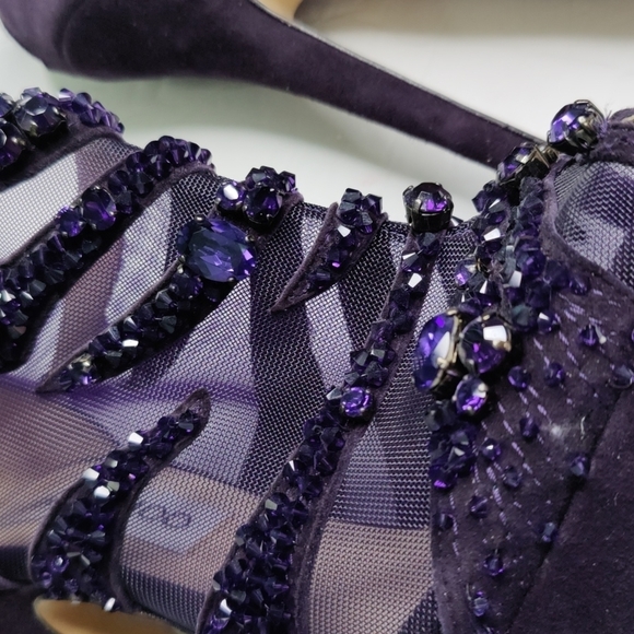 Jimmy Choo Crystal Purple Suede mesh heels - Picture 7 of 16